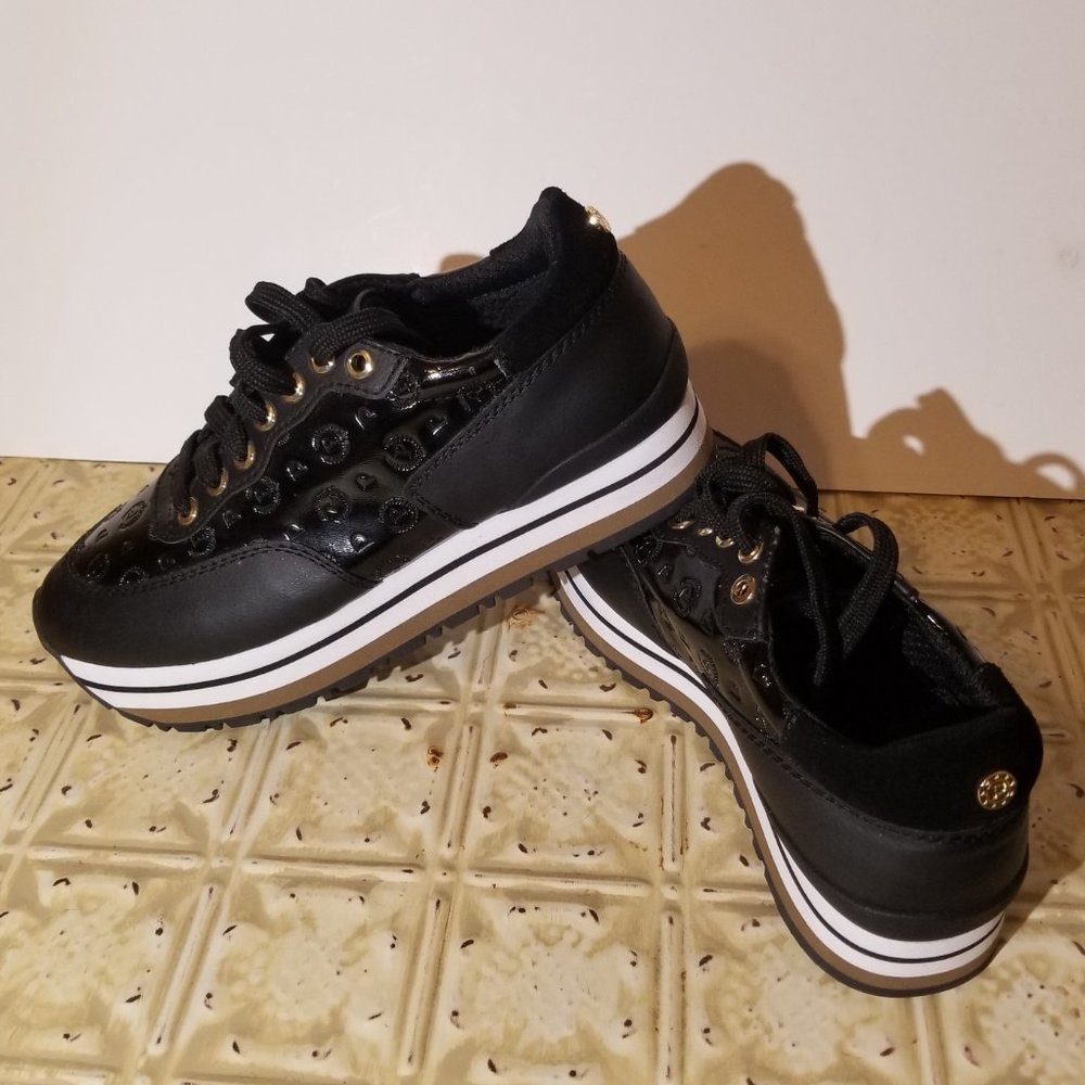 Black and White POLLINI Woman's Leather Sneakers - Picture 4 of 9